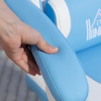 HOMCOM Scaun de gaming reclinabil cu suport pentru picioare și perne, 65x62x124 cm, alb și albastru(m-9)