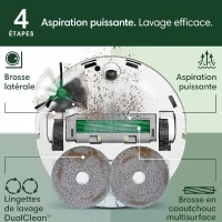 iRobot Roomba Plus 405 Combo Robot + AutoWash - Base Multifonction - Lavage et séchage des lingettes - LiDAR Clearview(m-4)