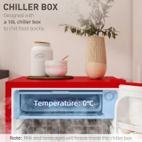 HOMCOM Frigider Mic 91L Ușă Reversibilă cu Congelator și Temperatură Reglabilă, Roșu(m-5)