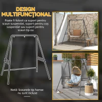 Outsunny Suport pentru Scaun Hamac, Cadru Metalic Rezistent pentru Hamac Suspendat, Balansoar de Terasă, Fotoliu Tip Ou, Negru(m-6)