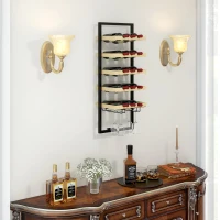 HOMCOM Étagère à bouteille casier à bouteille 5 niveaux pour 15 bouteilles 4 verres 35 x 25 x 86 cm bois de pin bois naturel(m-10)