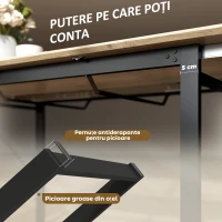 HOMCOM Masă de Dining Extensibilă pentru 6-8 Persoane cu Panouri Ascunse, Masă Extensibilă Dreptunghiulară cu Bază din Oțel, Stil Industrial, pentru Sufragerie, Culoare Lemn(m-8)