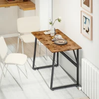 HOMCOM Birou pentru Computer, 120x60x76 cm Birou Lungu cu Colțuri Rotunjite și Structură din Oțel, Masă PC Industrială, pentru Casă, Studiu, Dormitor, Birou, Maro Rustic(m-9)