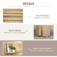 HOMCOM Paravan separator interior pliabil cu 4 panouri și rafturi din lemn de paulownia, 162x170 cm, Lemn(m-6)