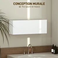 HOMCOM Armoire murale de salle de bain, meuble de rangement suspendu avec porte à charnières, 80 x 25 x 30 cm, blanc(m-4)