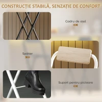 HOMCOM Set 2 Scaune de Bucătărie Pliabile cu Suport pentru Picioare din MDF și Oțel Negru(m-6)