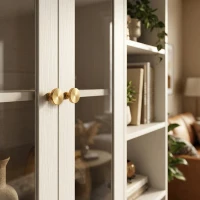 HOMCOM Multi-Storage Kitchen Cabinet, with Glass Doors - White Wood-Effect(m-11)