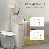 HOMCOM Dulap de Baie Slim cu Sertare și Rafturi, Dulap Economisitor de Spațiu cu Sertar pe Roți, Coloană de Baie pentru Living sau Birou, 20x45x115 cm, Alb(m-6)