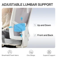 HOMCOM Scaun de Birou Ergonomic și Respirabil cu Suport Lombar Dinamic 4D, 64.5x62.5x112-122 cm, Multicolor(m-4)