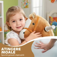 AIYAPLAY Cal Electric pentru Copii, Jucărie cu Husă Lavabilă și Roți Silențioase, Maro(m-8)