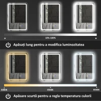 HOMCOM Oglindă de Baie Bluetooth LED 50 x 70 cm cu Anticeață - Argintiu(m-6)