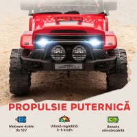 AIYAPLAY Off-road pentru Copii cu Faruri, Claxon, Centură și Telecomandă, din PP și Metal, 99x66x68.5 cm, Roșu(m-4)