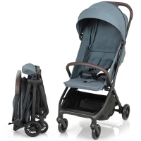 AIYAPLAY Passeggino per Bambini con Tettuccio Regolabile e Sacca Portaoggetti, 87x50x103 cm, Blu e Nero(m-11)