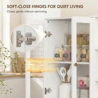 HOMCOM Multi-Storage Kitchen Cabinet, with Glass Doors - White Wood-Effect(m-7)