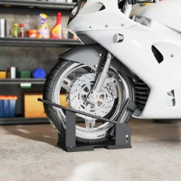 HOMCOM Bloque roue moto cale roue moto en acier support de transport avec 3 trous réglables en hauteur 27 x 71,5 x 33,5 cm noir(m-10)