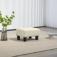 HOMCOM Pouf repose-pied tabouret bas en tissu de lin capacité de charge 110 Kg 40 x 30 x 24 cm beige(m-7)