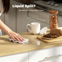 HOMCOM Insula de Bucătărie cu 5 Roți și Suport pentru Prosoape, 2 Sertare, 4 Rafturi și Dulap, din Lemn, 129x65x91 cm(m-8)