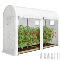 Outsunny Serra da giardino con porte e finestre, 300x100x200 cm, Bianco(m-8)