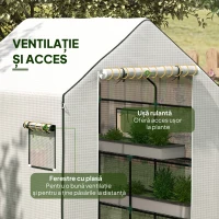 Outsunny Acoperiș de Înlocuire pentru Seră Walk-in din PE cu Ușă Rulabilă și Ferestre, 140 x 143 x 190cm, Alb(m-6)