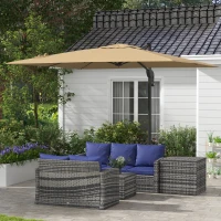 Outsunny Parasol déporté parasol de terrasse carré rotatif à 360° mécanisme hydraulique base croisée et mât en aluminium kaki(m-10)