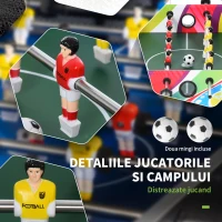 HOMCOM Masă de Fotbal cu 2 Panouri de Scor, din Lemn, Oțel Inoxidabil și Plastic, 86.5x43.5x63 cm, Multicolor(m-7)