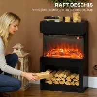 HOMCOM Șemineu electric cu efect de flacără colorată, 1000W/2000W și telecomandă(m-6)