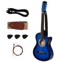 HOMCOM Pack guitare électrique kit guitare électrique avec sac, sangle, corde, médiators, câble, 96,5x35,8x8,5cm, bleu et noir(m-7)