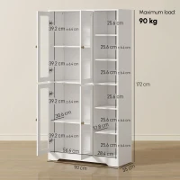 HOMCOM Multi-Storage Kitchen Cabinet, with Glass Doors - White Wood-Effect(m-4)