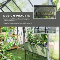 Outsunny Sera Walk-In Aluminiu & Policarbonat – Ventilatie si Jgheab(m-5)