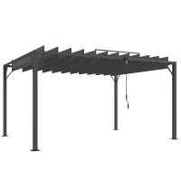 Outsunny Pérgola 390x295x213 cm para Jardim com Desenho de Lâminas Superiores Giratórias até 135° Proteção UV 50+ Cinza(m-1)
