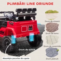 AIYAPLAY Off-road pentru Copii cu Faruri, Claxon, Centură și Telecomandă, din PP și Metal, 99x66x68.5 cm, Roșu(m-8)