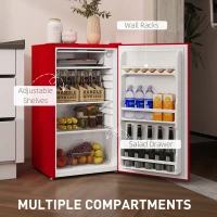 HOMCOM Frigider Mic 91L Ușă Reversibilă cu Congelator și Temperatură Reglabilă, Roșu(m-6)