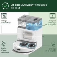 iRobot Roomba Plus 405 Combo Robot + AutoWash - Base Multifonction - Lavage et séchage des lingettes - LiDAR Clearview(m-2)