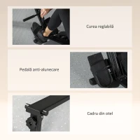 SPORTNOW Aparat de Vâslit Pliabil cu Monitor LCD și Scaun Căptușit, Rezistență Elastică, Capacitate 150 kg(m-8)