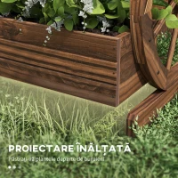 Outsunny Jardinieră de Exterior cu 3 Niveluri și Roți Decorative, din Lemn de Brad cu Orificii de Drenaj, pentru Legume și Flori, pentru Balcon sau Terasă, 62x61x57 cm, Carbonizat(m-6)