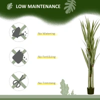 HOMCOM Yucca Artificială 190cm Plantă Artificială cu 39 Frunze Decorațiune pentru Casă Living Birou Grădină Ø17x190 cm Verde(m-6)