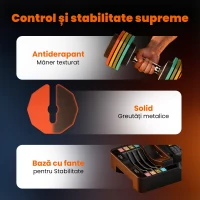 SPORTNOW Set Gantere Ajustabile 2x2/4/6/8/10kg cu Suport de Stocare, Gantere Ajustabile Compacte cu Blocare Sigură și Mâner Antiderapant, Antrenamentul Fitness Acasă, Multicolor(m-8)