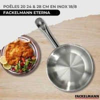 Set de 3 poeles 20 24 et 28 cm en inox Fackelmann Eterna(m-2)