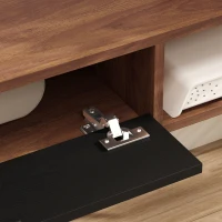 HOMCOM Mobilier TV Suspendat, Suport TV Până la 50" cu Sertar Rabatabil, 2 Rafturi Deschise și Orificiu pentru Cabluri, Mobilier pentru Televizor pentru Sufragerie, Dormitor și Sală de Stat, 120x24x16 cm, Nuc(m-7)