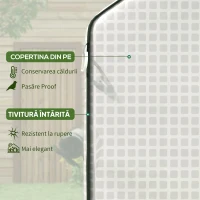 Outsunny Acoperiș de Înlocuire pentru Seră Walk-in din PE cu Ușă Rulabilă și Ferestre, 140 x 143 x 190cm, Alb(m-4)