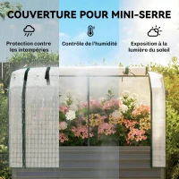 Outsunny Bac de Jardin sur Pieds en Métal avec Serre, Jardinière Surélevée avec Doublure et Étagère Inférieure, Gris Foncé(m-4)