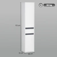 HOMCOM Colonna Bagno a 2 Armadietti con Ripiano Regolabile e Cassetto, in Truciolato, 35x31x172 cm, Bianco(m-3)