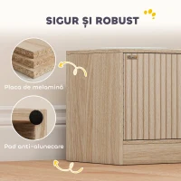 PawHut Suport pentru boluri pentru câini cu 2 boluri de 2L și dulap inferior, din lemn, 60x30x35,5 cm, stejar(m-8)