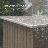 Outsunny Depozit de Grădină din Oțel cu 2 Ventilații și 2 Uși Glisante, 280x130x172 cm, Maro Lemn(m-7)