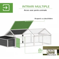 PawHut Coteț de Lemn pentru Găini cu Cuibar și Acoperiș Rabatabil, pentru 4-8 Găini(m-5)