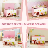 AIYAPLAY Ladă de depozitare pentru jucării cu balamale de siguranță din lemn pentru copii, Roz(m-6)