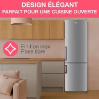 Réfrigérateur combiné - OCEANIC - OCEAFC262STDS - 262 L - Classe D - 55 x 56 x 180 cm - Silver(m-3)