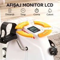 SPORTNOW Bicicletă de Cameră pentru Brațe și Picioare, Pedalieră pentru Reabilitare cu Înălțime Reglabilă, Ecran LCD, Rezistență Reglabilă și Pedale de Masaj, pentru Seniori, Alb(m-6)