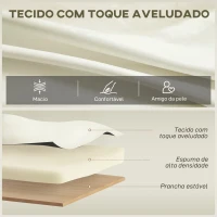 HOMCOM Sofá de 3 Lugares de 181 cm Estofado em Veludo com Almofadas Espessas Pernas de Metal Branco Creme(m-4)