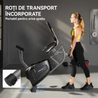 SPORTNOW Bicicletă de Acasă Recumbent cu 8 Nivele de Rezistență Magnetică, Măsurare Puls, Scaun Reglabil(m-8)